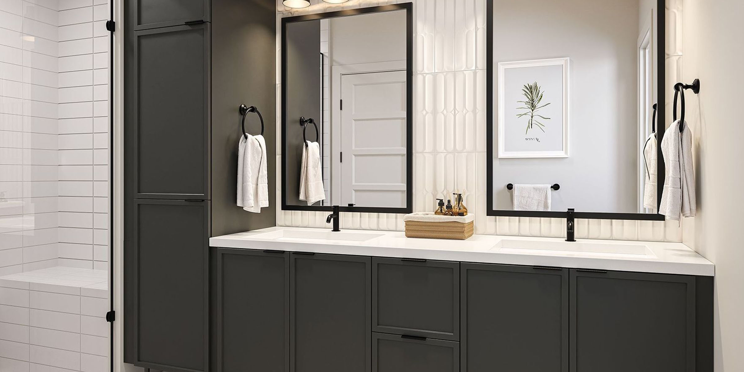 bathroom with double mirrors